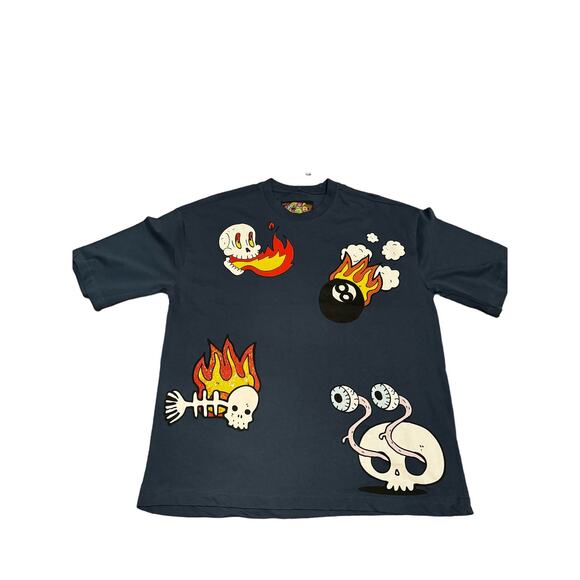 American Garage Flame and Skeleton T-shirt - Picture 2 of 7
